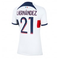 Fotballdrakt Dame Paris Saint-Germain Lucas Hernandez #21 Bortedrakt 2023-24 Kortermet